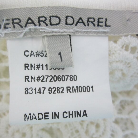 Gerard Darel Womens M Ivory Cap Sleeve Linen Knit Shirt Floral Cotton Lace Back - Picture 9 of 11